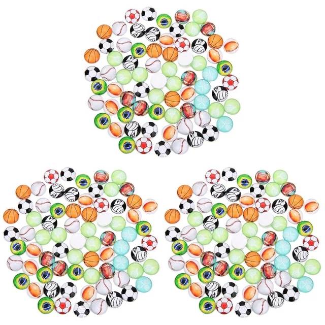 -Stein 3x Mosaik Gedruckt Glascabochons Sport Party Favors Glas Dome Schmuck Gla