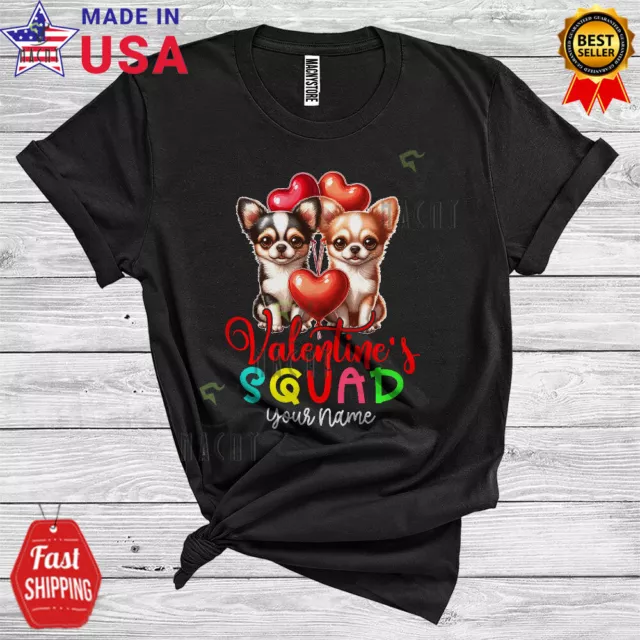 Personalized Custom Name, Valentine Squad, Cute Two Chihuahua Lover T-Shirt