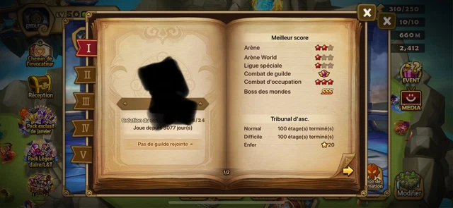 Compte Summoners War Europe Avec 3 Légendaires Sombre (LD) - Neuf, Jamais Utilisé - Multi-plateforme Battle Sanctum