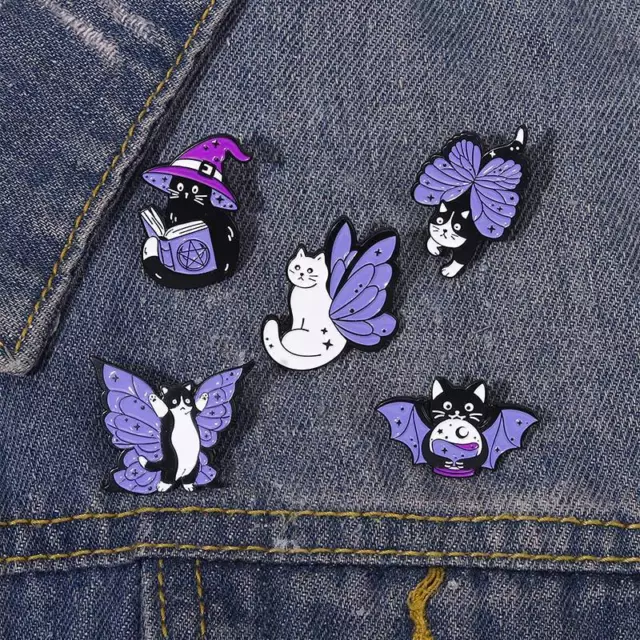 Cute Fantasy Cats Butterfly Enamel Pin Set Lapel Backpack Pins Birthday Gifts