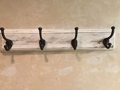Handmade 24”Distressed Hat An Coat Rack Reclaimed Materials With Cast Iron Hooks