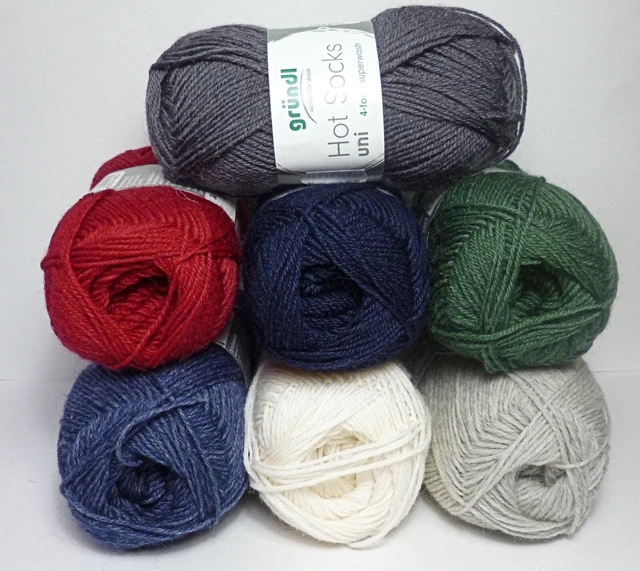 Sockenwolle 4-fädig einfarbig 50 g Knäuel Hot Socks uni v.Gründl