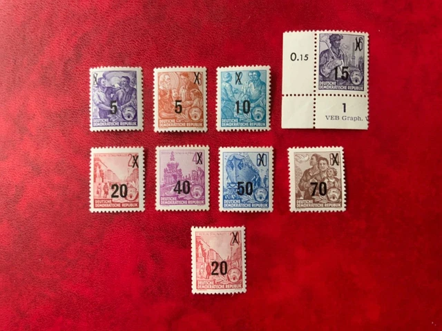 DDR 1954 5 Jahresplan (III) mit Aufdruck Satz MiNr. 435 - 441  ** / postfrisch