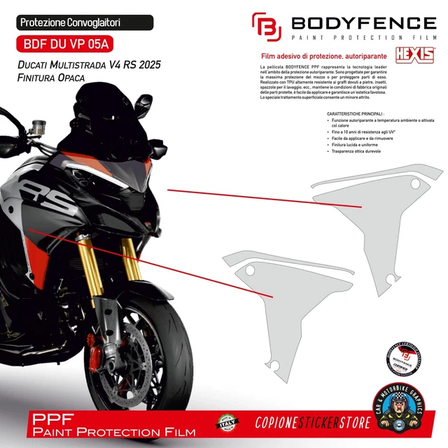 Protection PPF Bodyfence Réservoir Latérale Ducati Multistrada V4 Pikes Peak – Film Adhésif PVC – Neuf