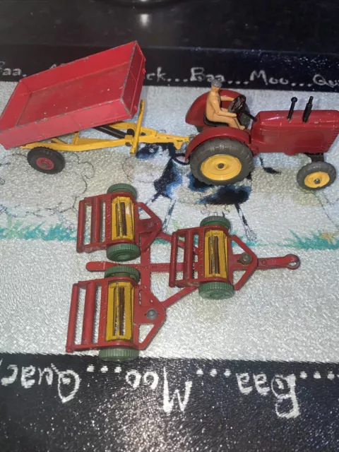 DINKY MASSEY HARRIS TRACTOR With Trailers