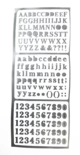 Stickers alphabet et chiffres Argenté 1 cm 169 pièces