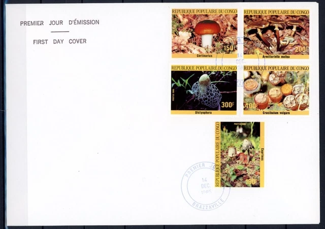Kongo Brazzaville 1016-20 Pilze Ersttagesbrief/FDC #JE681