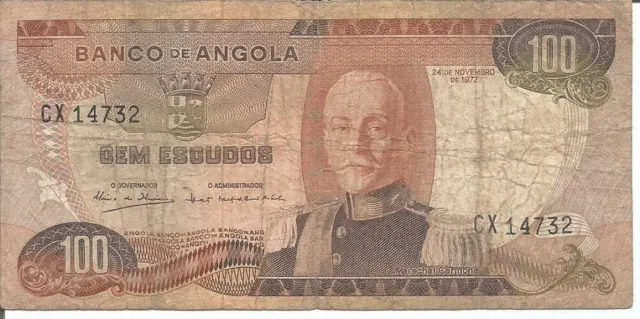 Angola  Portugal 100$00 Escudos 24/11/1972 #2