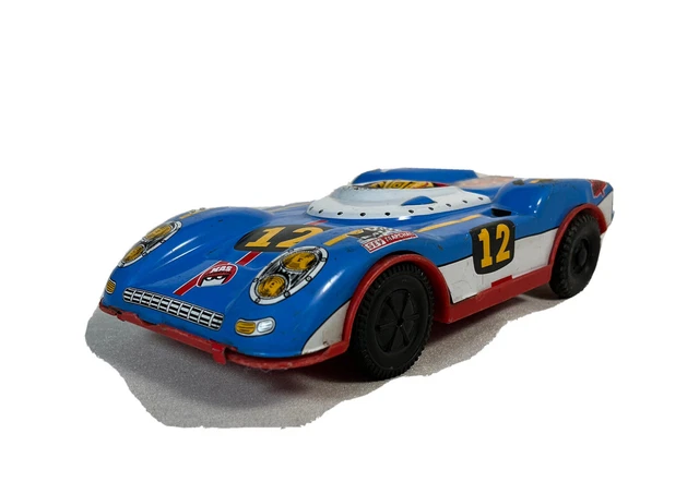 Ancienne Voiture Joustra En Tôle - France 1/18 - Course Bleue - Vintage