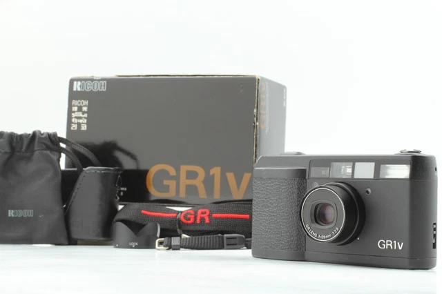 VIDEO LCD Works 【N MINT in Box w Bottom Case】 Ricoh GR1V Black Film Camera JAPAN
