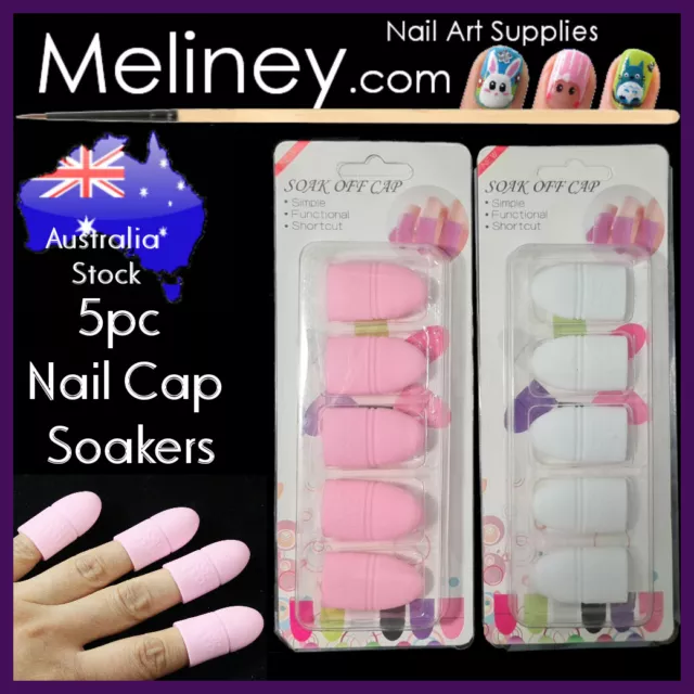 5pc Silicone nail soak off soaker caps polish remover tool gel acrylic clips