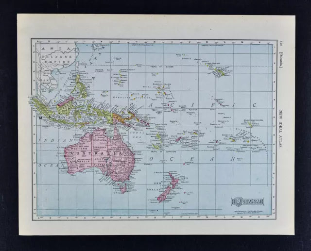 1911 McNally Map - Oceania - Australia New Zealand Malaysia Borneo East Indies