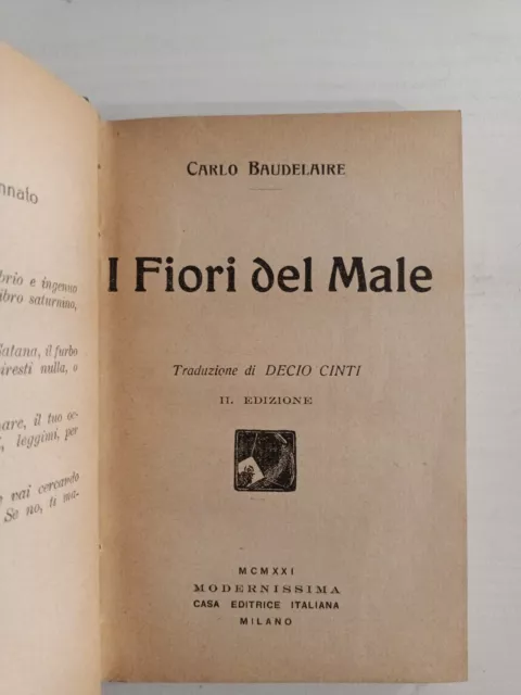 BAUDELAIRE I FIORI DEL MALE Modernissima 1921 EUR 20,00 - PicClick IT