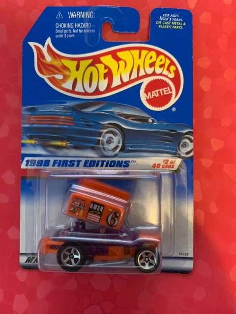 Hot Wheels 1998 First Editions #2 Slideout 5SP Sprint Car Purple Orange #640 NEW