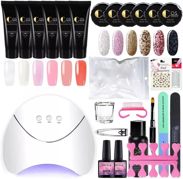 Schnell Aufbau Gel Nagelset 6 Farben Nagelverlängerung uv Gel Set 36W UV+ LED