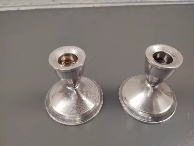 Pair Duchin Creation Sterling Silver Candlesticks Candle Holders Weighted 3.75"