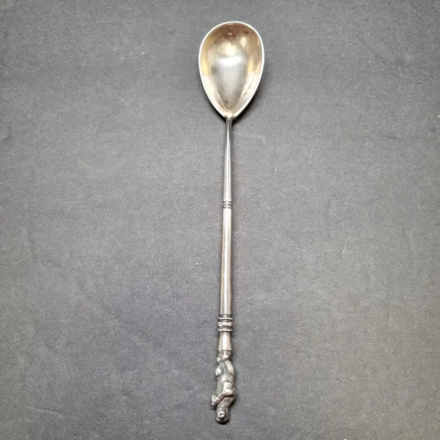 Antique 6 3/4" Spoon Imperial Russian Silver 84 Bear Balalaika Finial 875 AA