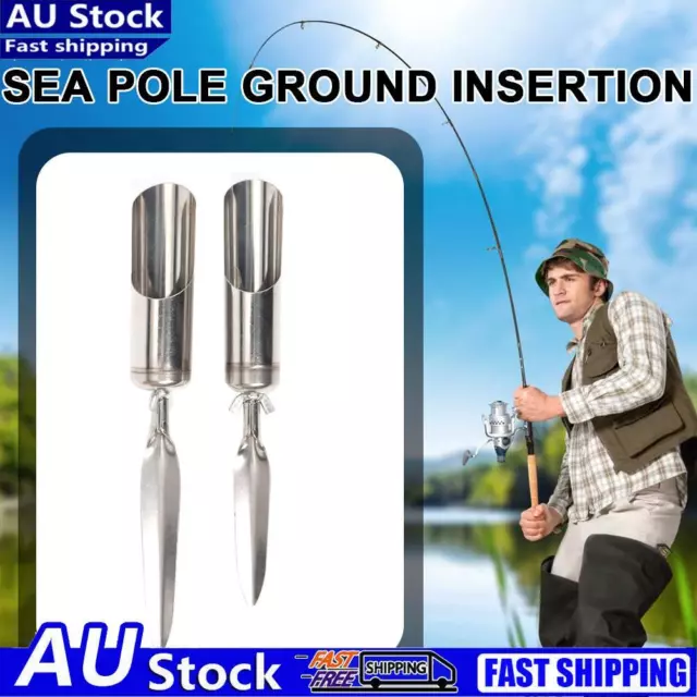 PORTABLE FISHING ROD Holder Stainless Steel Ground Spike Rest Stand  30/40/50cm $12.89 - PicClick AU