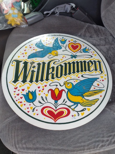 Willkommen Round Dutch Sign Double Bird New 15" Dia. Conestoga Crafts Hex Signs Willkommen Round Dutch Sign Double Bird New 15" Dia. Conestoga Crafts Hex Signs