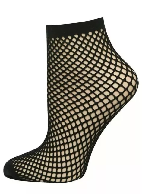 Womens Fishnet Anklet Ropenet Socks Black 1 Pair PRETTY POLLY $12 - NWT