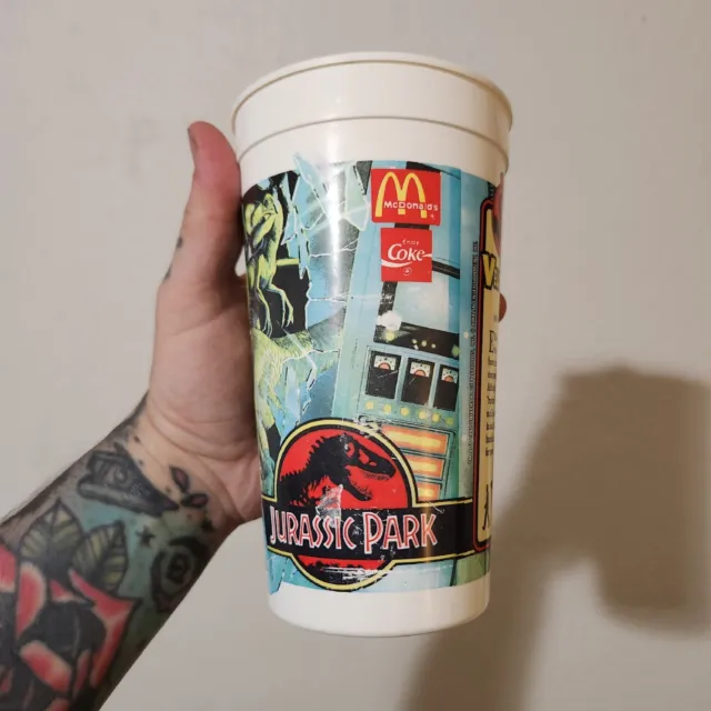 Vintage 1992 Jurassic Park McDonald's Dinosaur Collector Cup Raptor Coca Cola