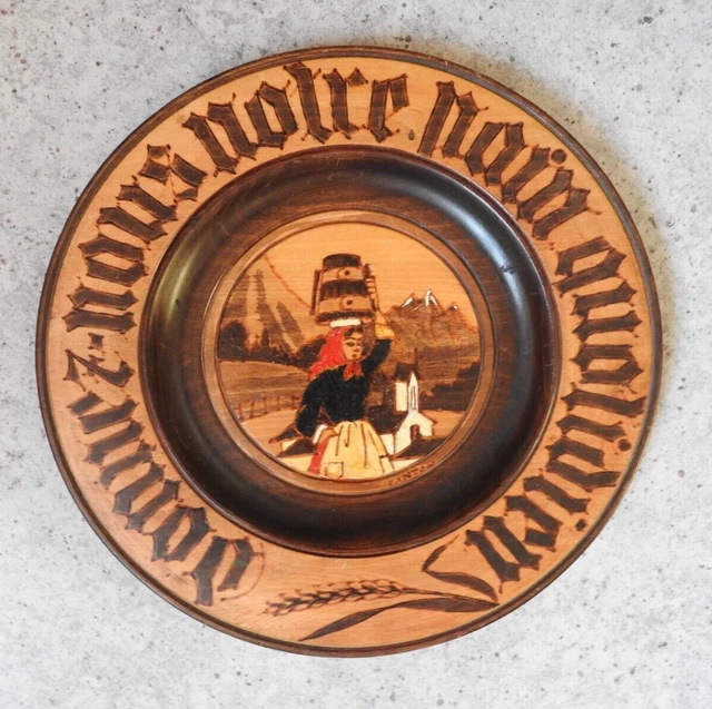 DONNEZNOUS NOTRE PAIN quotidien assiette bois sculpté CANTON Arcachon 1930 EUR 27,50 PicClick FR