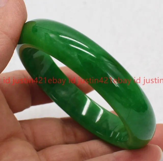 Pretty Natural Green Jade Jadeite Gemstone Bangle Bracelet 56-62mm Jewelry AAA