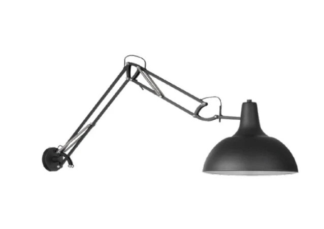 Applique lampe d'architecte en métal bras articulé noir mat E27