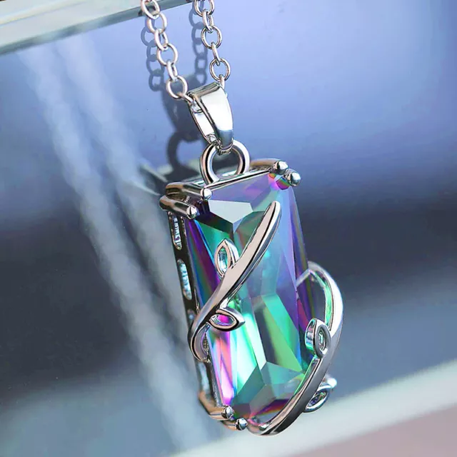 Gorgeous 925 Silver Necklace Pendant Women Cubic Zircon Jewelry Gift