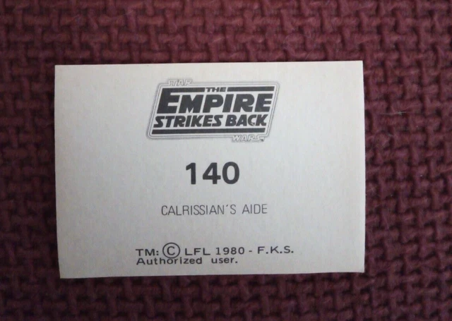 Star Wars Empire Strikes Back Vintage FKS Sticker  #140 Lobot Calrissian's Aide 2
