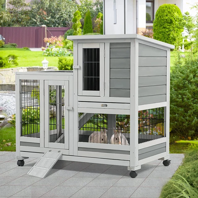 RABBIT HUTCH PET Cage for Small Animals with Run Bunny House Indoor