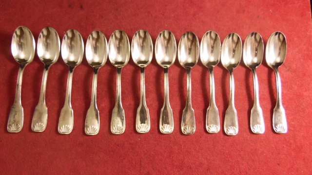 COFFRET DE 12 cuillères à café en métal argenté 12g, poinçon visible