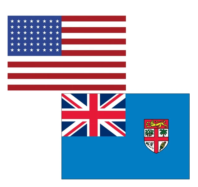 3'x5' Polyester USA & Fiji  Flag Set; One Flag for Each Country