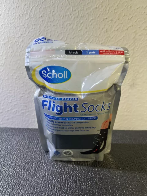 Scholl Compression Flight Socks DVT Support Anti Swelling Fatigue Travel 6.5 - 9