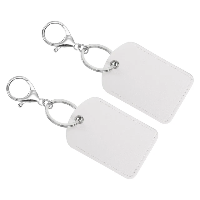 Portachiavi in pelle, 2 pz portachiavi in pelle con portachiavi per carte d'identità, bianco