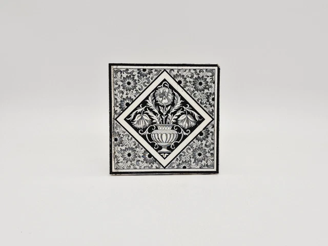 Mintons Aesthetic Movement Black Transfer Printed Tile C1885 AE2 2