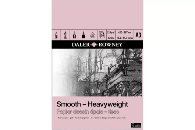 Daler Rowney Heavyweight Cartridge Pad 220gm A3 25s (Pad)