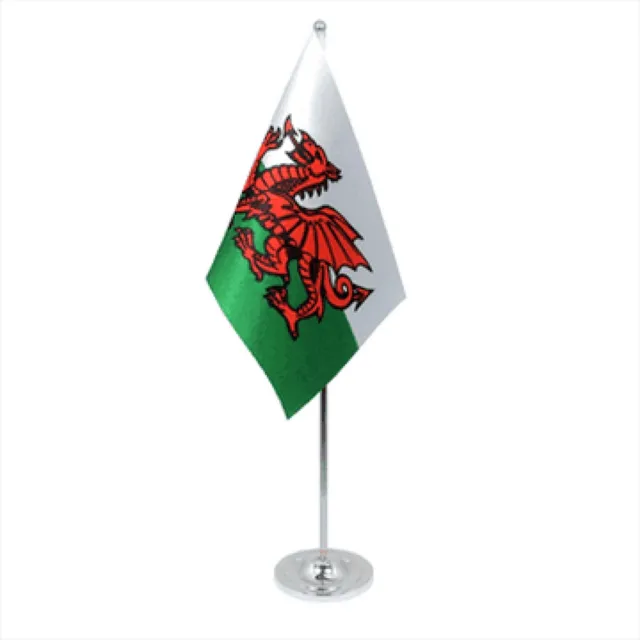 Wales Satin & Chrome Premium Table Flag
