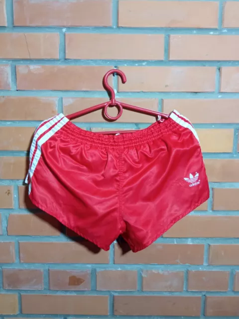 Adidas Vintage Running Football Beach Shorts Red West Germany Mens Size 4