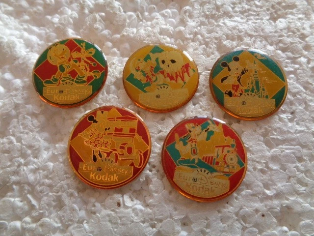 Job lot of 5 Kodak sponsor Euro Disney vintage metal lapel pins