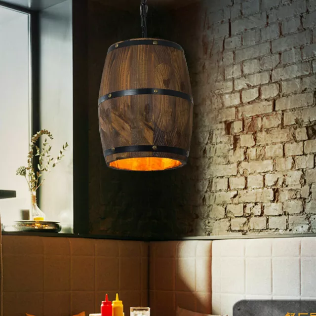 Lampada a sospensione retrò legno botte di vino bar caffè lampada a sospensione illuminazione lampada decorazione