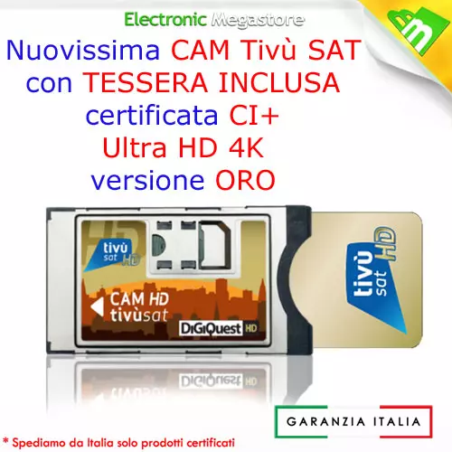 Cam 4K + Tessera Tivusat Gold Ultrahd - Ultra Hd Smart Card Tivusat Inclusa