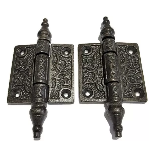 2" Cast Iron Victorian Door Hinges  -Sold by the pair- Lacquered Iron