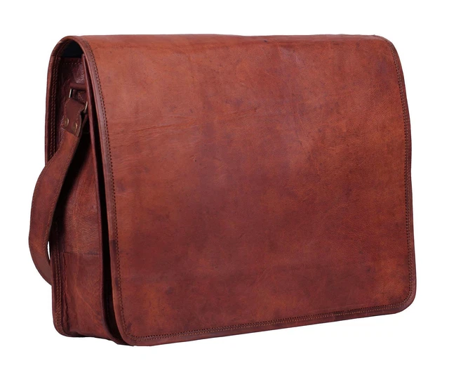 Neuf Authentique Vintage Bandoulière Cuir Épaule Portable Sac Handmade 38.1cm