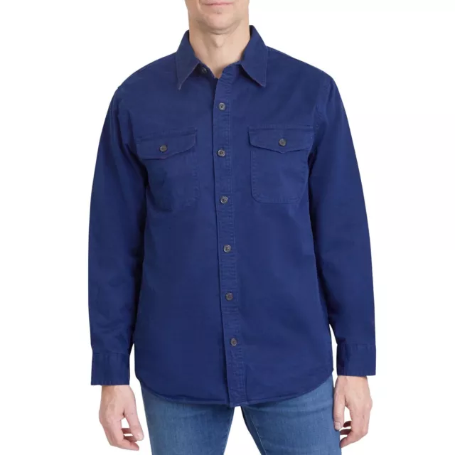 Land's End Men's Flannel Lined Shirt Jacket Size S Deep Sea Navy