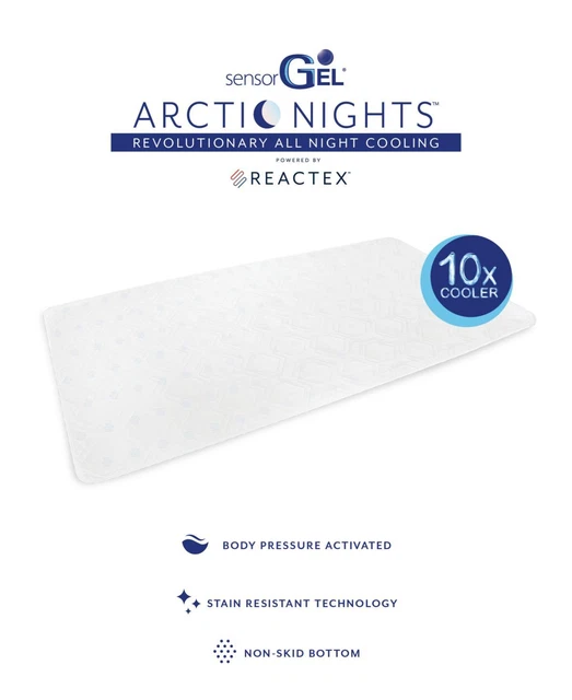SensorGel Arctic Nights 10x Enfriador Personal 60 x 30 Almohadilla Alimentado por Reactex, Blanco
