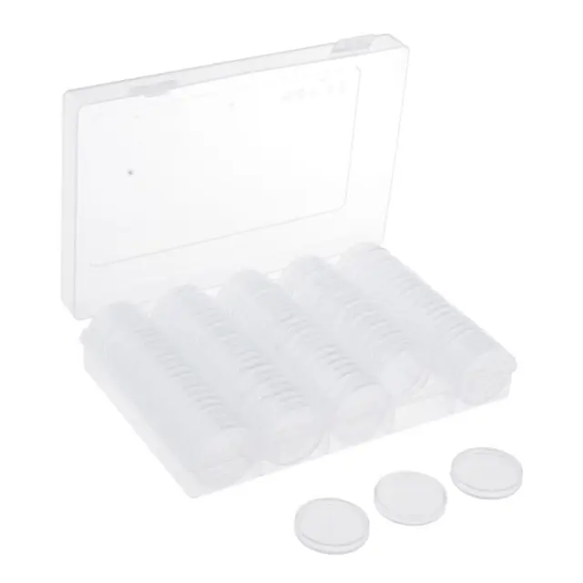 100x Transparent Coins Collection Display Storage Box Holder Round Capsules