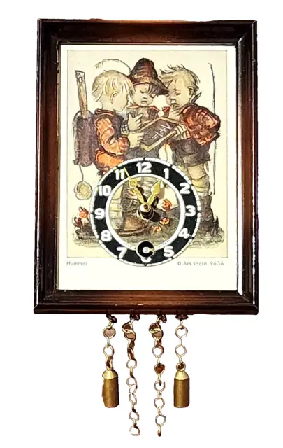 VTG J Engstler Hummel German mini key wind Clock 3 Boys cottage core used RARE