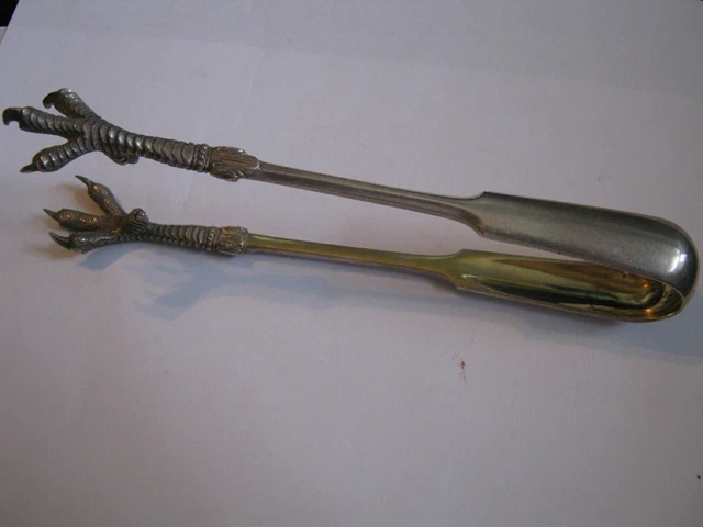 875 Silver Eagle Talon 6" Tongs Nips, Eastern Europe Assay Marks, "MC"  LQQK!