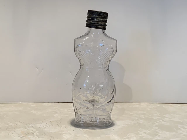 1890s FIGURAL BLOOMERS POCKET WHISKEY FLASK GROUND LIP BOTTLE . UNUSUAL RARE !
